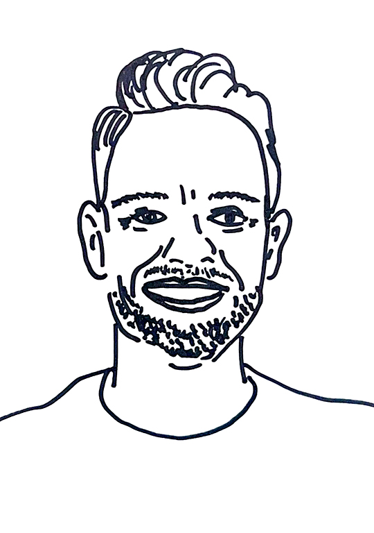 Sketched Caricature of Ash Colcott