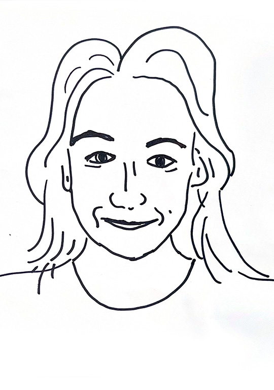 Sketched Caricature of Leigh Heywood