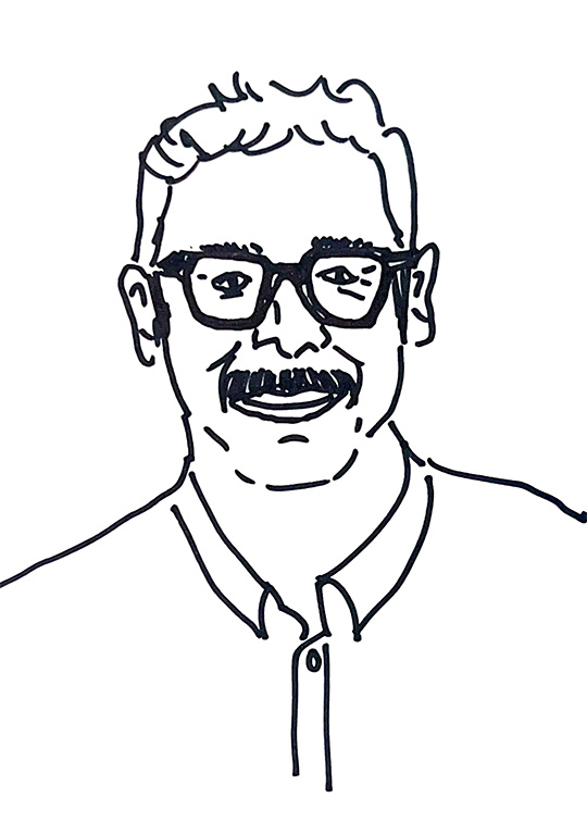 Sketched Caricature of Trevor Henselwood
